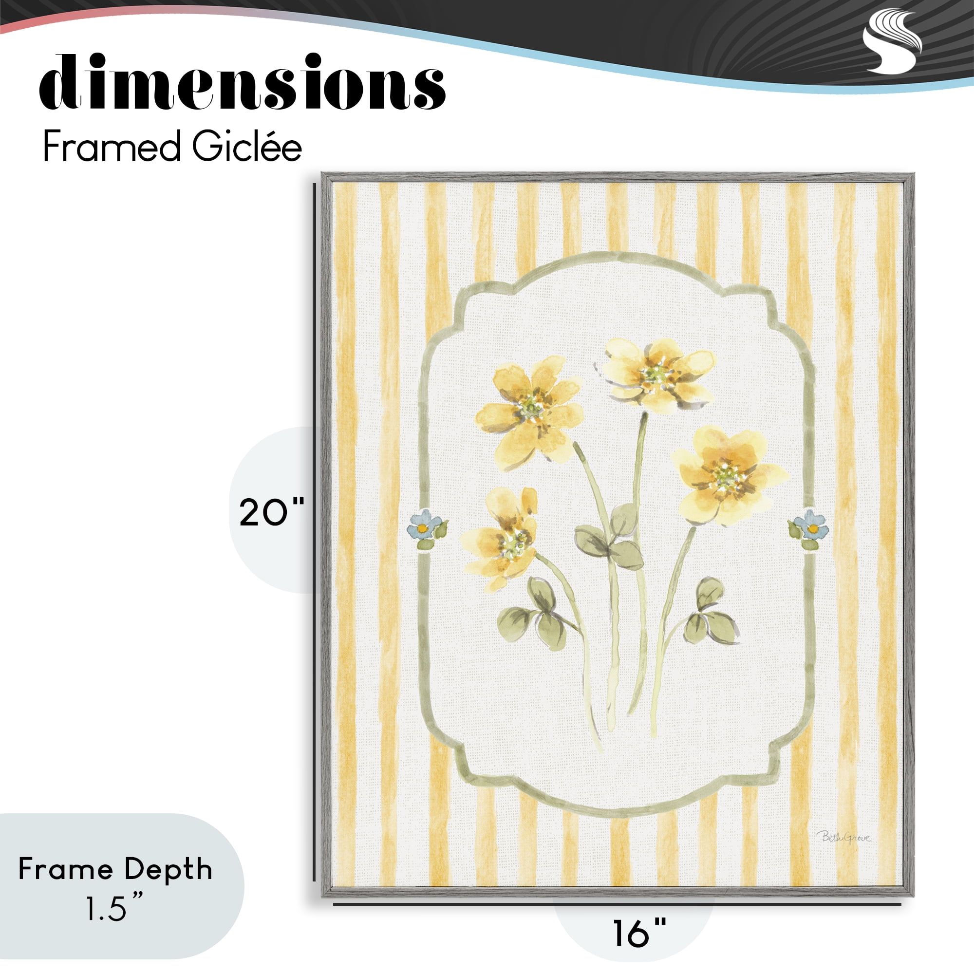 Stupell Industries Sweet Honey Flowers Gray Framed Giclee Art, design by Beth Grove