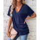 thumbnail image 5 of Blusa Vhermosa azul marino cuello cruzado manga corta pliegues laterales color puro talla L, 5 of 7