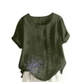 thumbnail image 2 of Lydiaunistar Summer Tops for Women Round-Neck Printed Blouse, Soft Polyester, Casual Daily Wear, Short Sleeve Button T-Shirt, 2 of 4