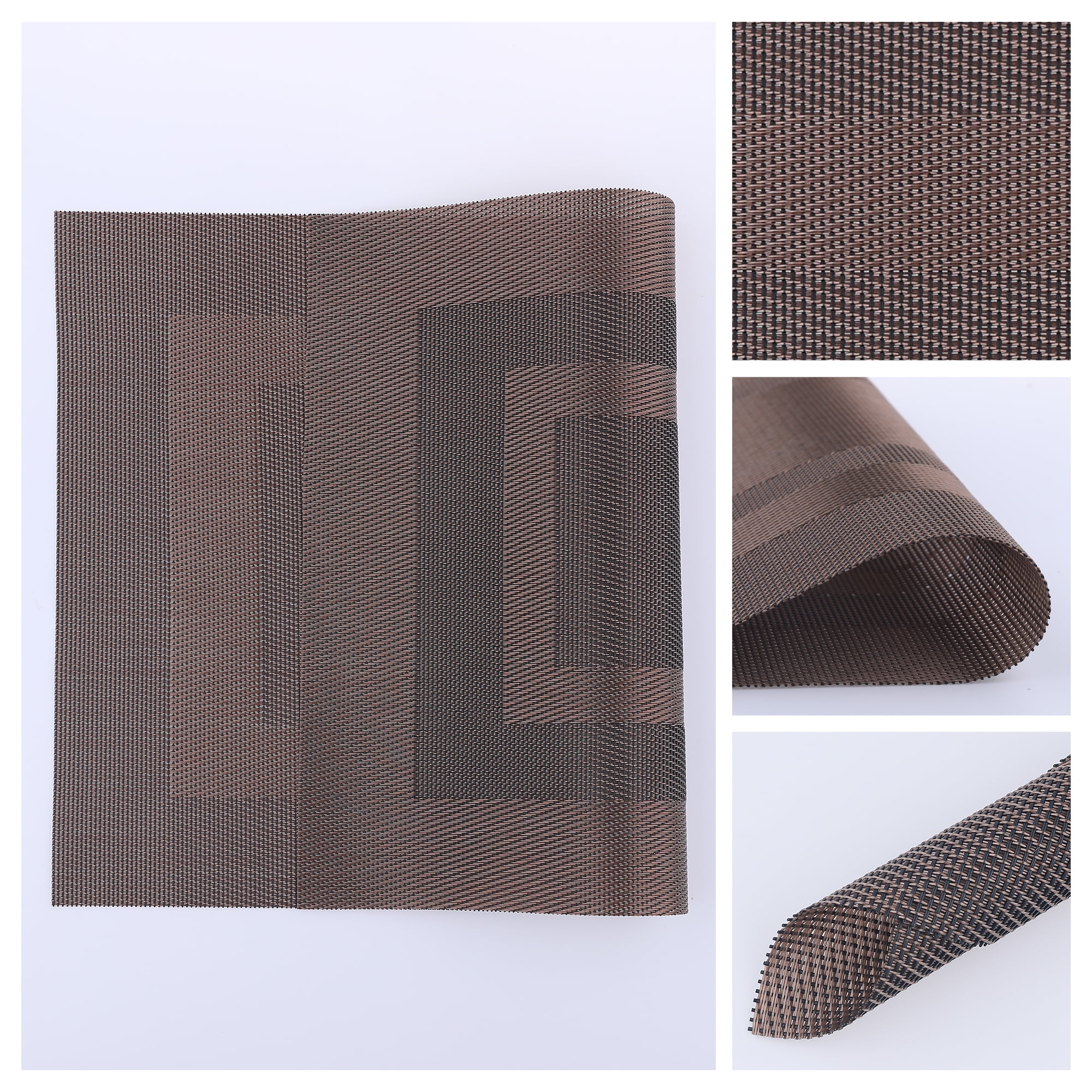 Unique Bargains Set of 6 Placemats for Kitchen Table Decor Brown