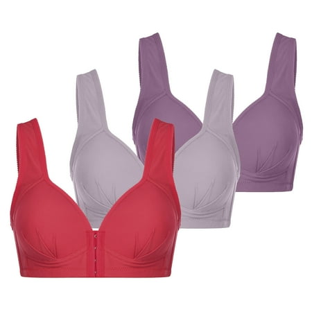 Bigersell Seamless Bra Set 3pc V-Neck Wire-Free Bra Support Women Women s Bras Training Bra Style R-258 Basic Bra Strap Nylon Balconette Bra Feature Everyday Bras Underwear Watermelon Red XXL