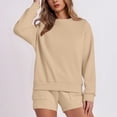 thumbnail image 2 of Track Suits for Women Set Long Sleeve Crewneck Sweatshirt and Shorts 2 Piece Matching Set Spring Fall Sweat Shorts Sets, 2 of 7