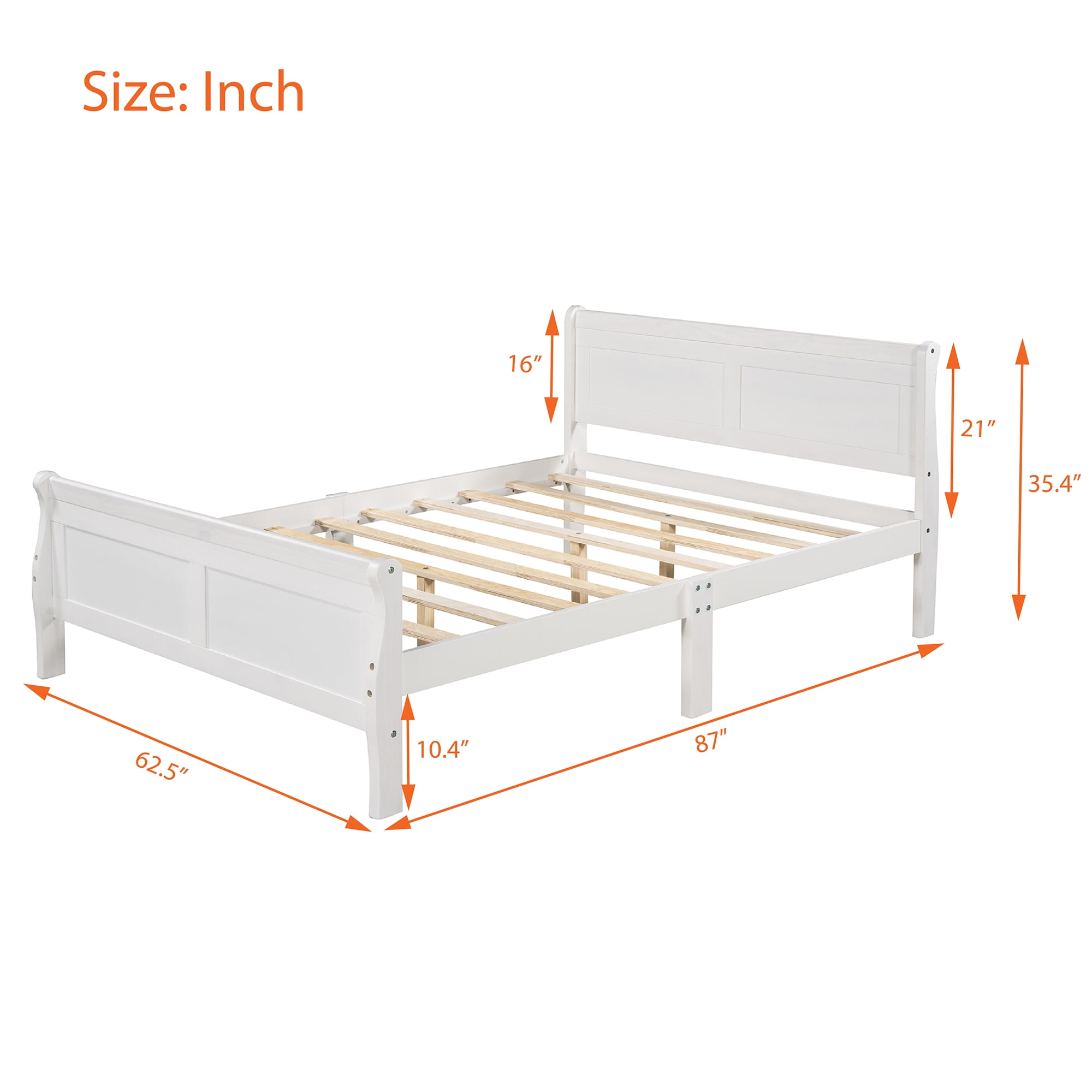 Gewnee Queen Size Wood Platform Bed with Headboard and Footboard for Kids and Adults,White