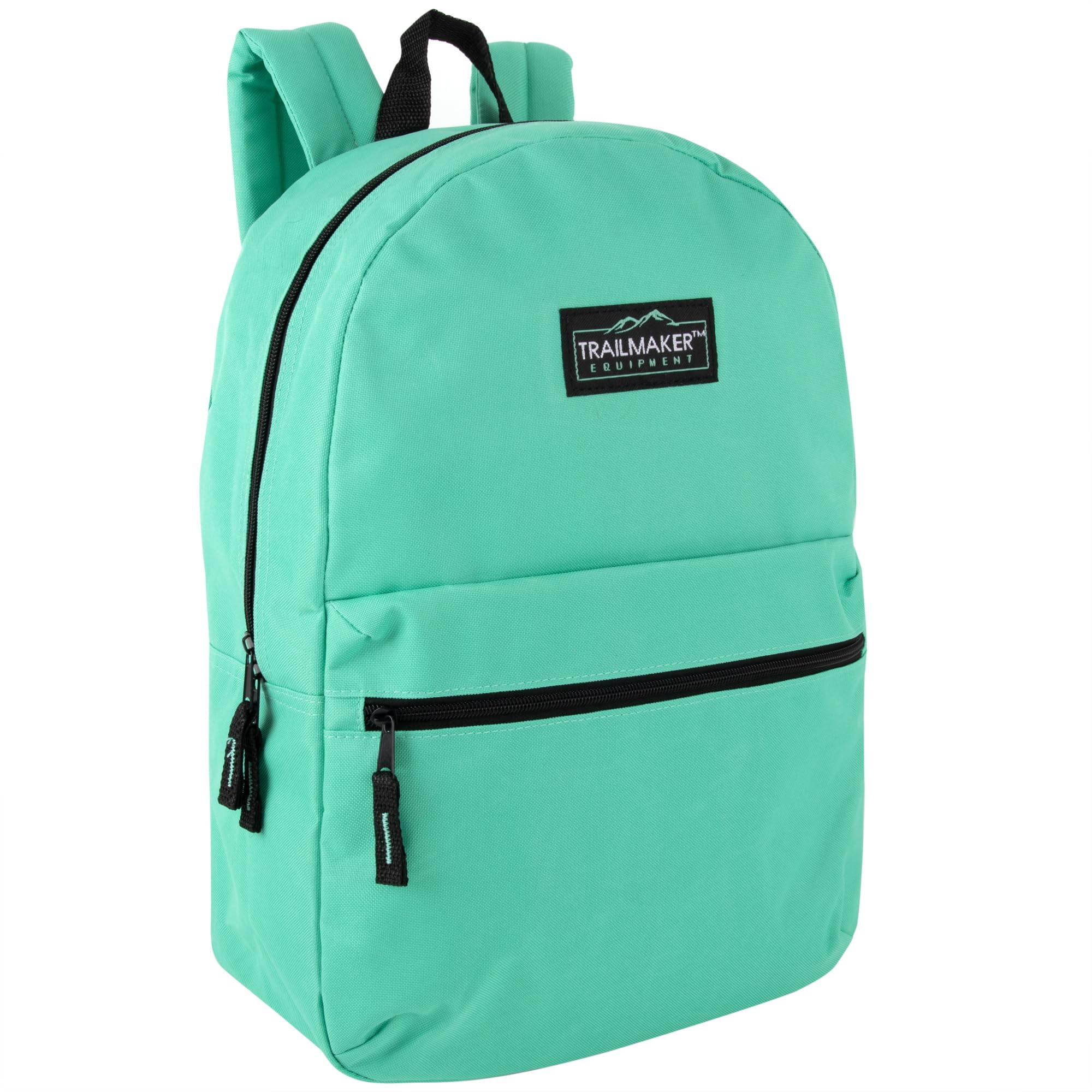 Trail Maker 24 Pack of Bulk Wholesale Basic and Classic 17 Inch Backpacks with Front Accessory Pocket and Dual Zipper Closure for Travel & Commuting in Assorted 12 Color Pack