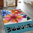 thumbnail image 2 of Spring Daisy Area Rugs 3'x5', Washable Small Throw Rugs for Living Room Bedroom, Turquoise Modern Abstract Art Dots Floral Indoor Outdoor Rug Non-Slip Low Pile Carpet Runner Reversible Floor Mats, 2 of 8