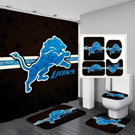 Lions Shower Curtain Bathroom 4 Pieces Set Bathroom Decor 72" x 72"