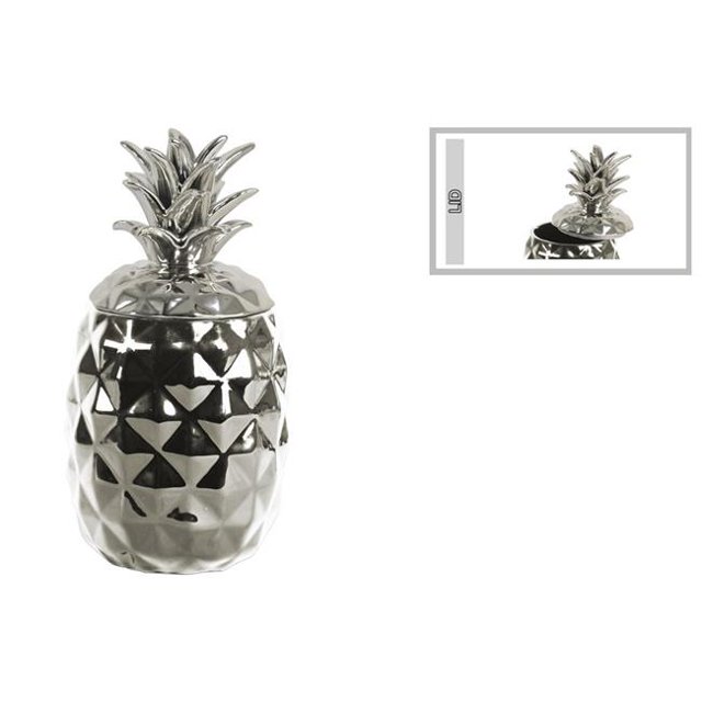 Benzara BM134149 Splendid Ceramic Pineapple Canister, Silver