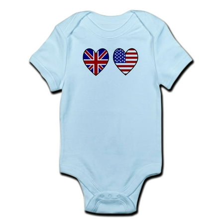 

CafePress - Union Jack / USA Heart Flags Infant Bodysuit - Baby Light Bodysuit