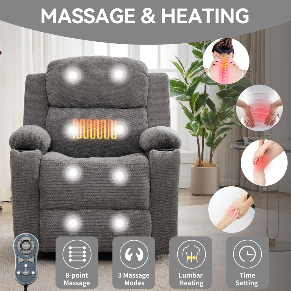 Resenkos 350LBS Gray Power Lift Recliner for Elderly, Infinite Position with 8-Point Massage & Heating
