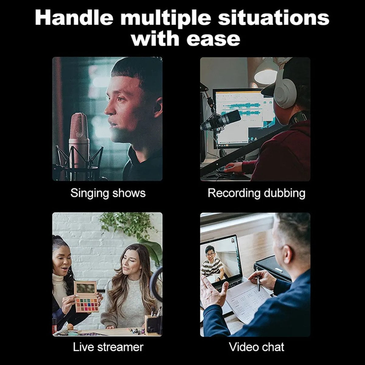 Metal Professional Condenser Microphone Studio Microphone for Computer Gaming Recording Singing Podcast Sound Card