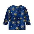 thumbnail image 3 of Grblisyd Christmas Shirts Cute Tops for Teen Girls 3/4 Sleeve Shiny Snowflake Print Cute Graphic Shirts T Shirts Preppy Clothes Kids 10-12 Years Shirts Dark Blue 110, 3 of 5