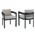 thumbnail image 2 of Calistae Outdoor Patio Dining Chairs, Aluminum, Beige + Black, Set of 2, 2 of 8