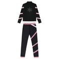 thumbnail image 6 of Manyakai Kids Girls Long Sleeve Figure Skating Jacket with Pants Set 2 Piece Tracksuit Ice Skating Pink 10, 6 of 7