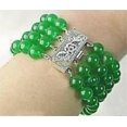 thumbnail image 3 of K-KED 4 Rows Natural 8mm Green Jade Round Gemstone Beaded Delicate Jewelry Bracelet 7.5'', 3 of 3