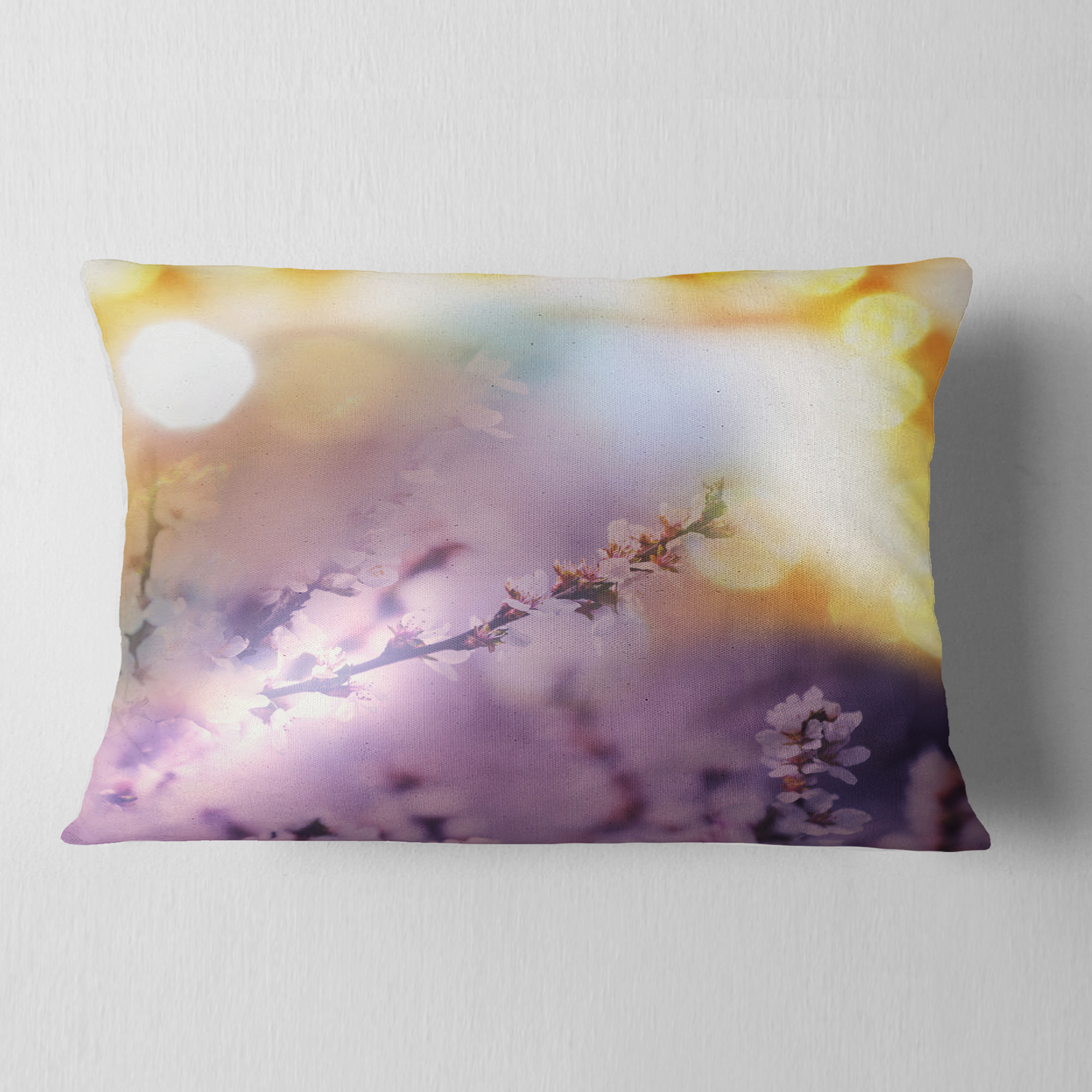 Designart Flowers of Cherry in Spring Garden - Floral Throw Pillow - 12x20