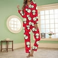 thumbnail image 2 of Pajamas for Women Set Christmas Snowman Pattern Cozy Long Sleeve Button Down Set Women Pjs Sets,B,S, 2 of 4