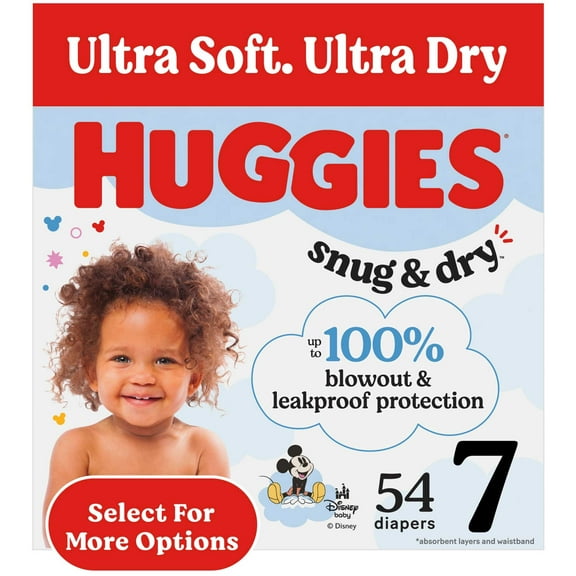 Huggies Snug & Dry Baby Diapers, Size 7 (41  lbs), 54 Count (Select for More)