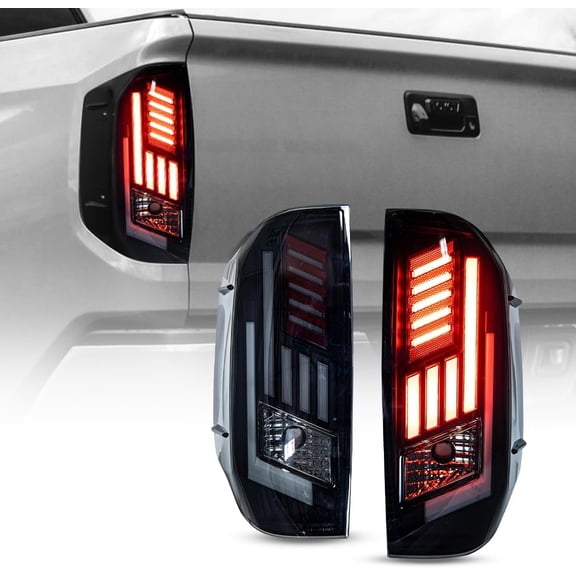 1 Pair LED Tail Lights Compatible with 2014-2021 Toyota Tundra,Sequential Turn Signal Rear Lights,Black Matte & Smoked Lens