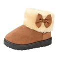 thumbnail image 2 of Quealent Girls Boots Kids Winter Warm Snow Ankle Bow Boots for Toddler/Little Kid Brown for Size 6.5, 2 of 6