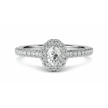 Diamond Sea 3Ct Round and Oval Moissanite Cluster Ring for Women 925 Sterling Silver 14K White Gold Plated Engagement Ring