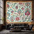 thumbnail image 6 of Floral Damask Medallions with Teal and Magenta Vines, Serene Boho Style for Boho Decor Lovers, Floral Wall Art Housewarming Gift, Tapestry Wall Hanging for Bedroom and Living Room, 6 of 7