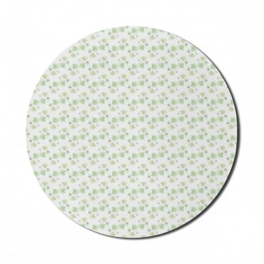 Botanical Mouse Pad for Computers, Pastel Exotic Repetition of Tropic Leaves, Round Non-Slip Thick Rubber Modern Gaming Mousepad, 8" Round, Green Green, by Ambesonne