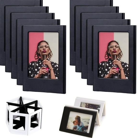 10 Pack Magnetic Picture Frames for Refrigerator, Decoration for School Locker, Hold 2x3 inch Photo for Office Home, Black