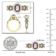 thumbnail image 5 of Dazzlingrock Collection 6X4mm Oval Morganite with Round Blue Sapphire & White Diamond Interweaving Double Halo Wedding Ring for Women in 10K Yellow Gold, Size 4.5, 5 of 6