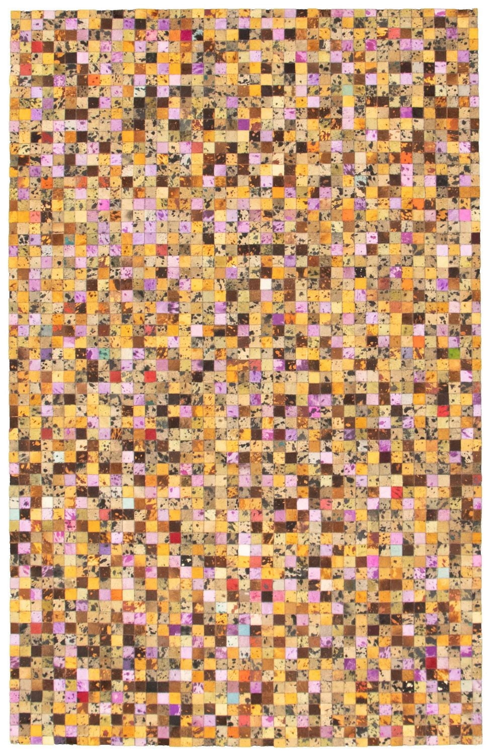 ECARPETGALLERY 5'2" x 8'3" Contemporary Cowhide Patchwork Handmade Area Rug for Living Room, Dining Room and Bedroom in Brown