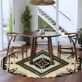 thumbnail image 4 of 7Ft Round Rug, Boho Red Teal Brown Non-Skid Rubber Backing Large Area Rugs - Living Room Bedroom Home Office, Southwestern Vintage Geometric Indoor Floor Mat Carpets Washable Rug, 4 of 9