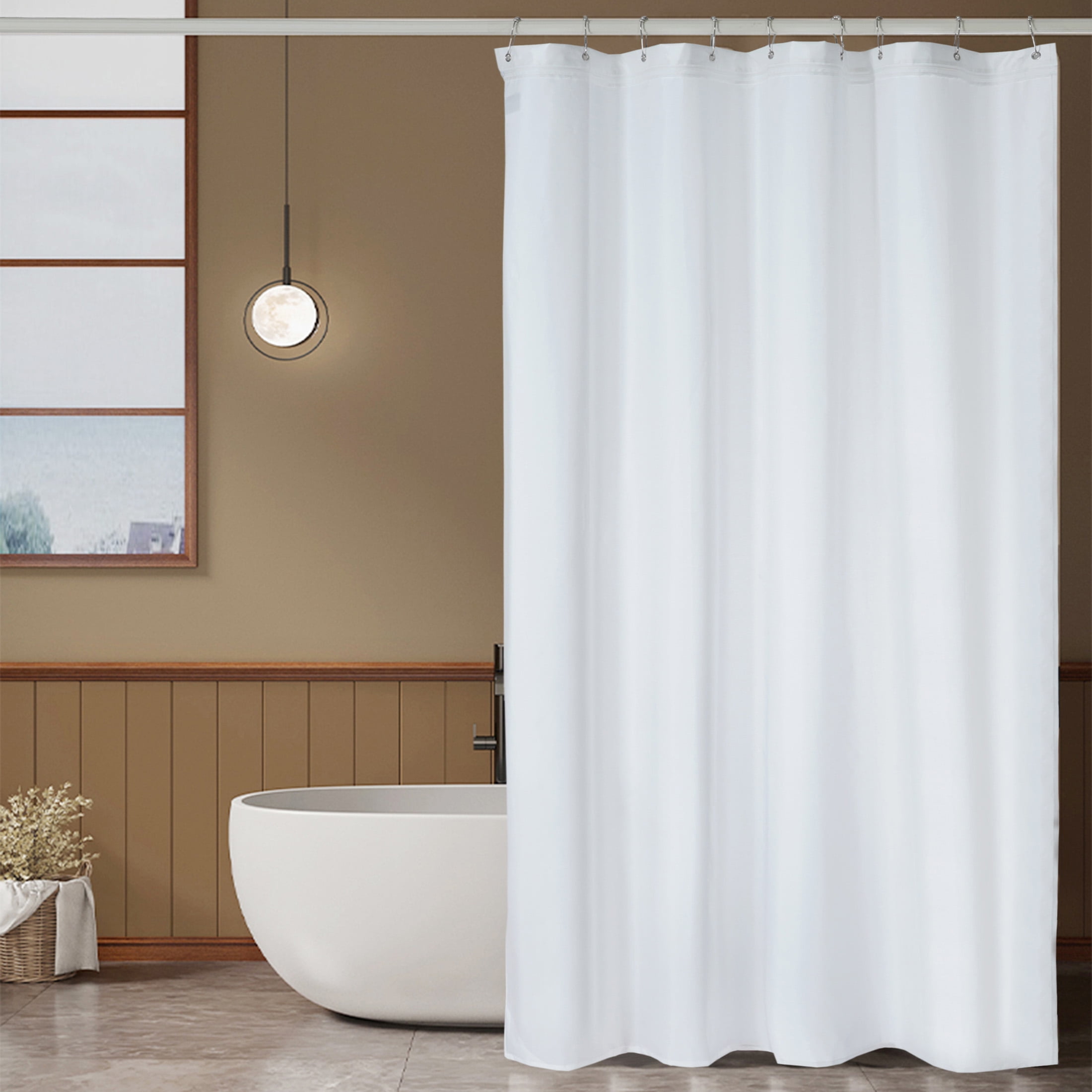 Fresh Ideas Quick On/Off Re-usable Shower Curtain Liner, White, 54x78