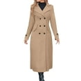 thumbnail image 6 of Women's Elegant Business Wool Coat Double Breasted Winter Long Trench Coats 2025 Trendy Long Sleeve Outerwear, 6 of 8