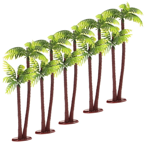 FRCOLOR Plastic Miniature Palm Tree Decor Bonsai Craft Green 5Pcs Diy Decor