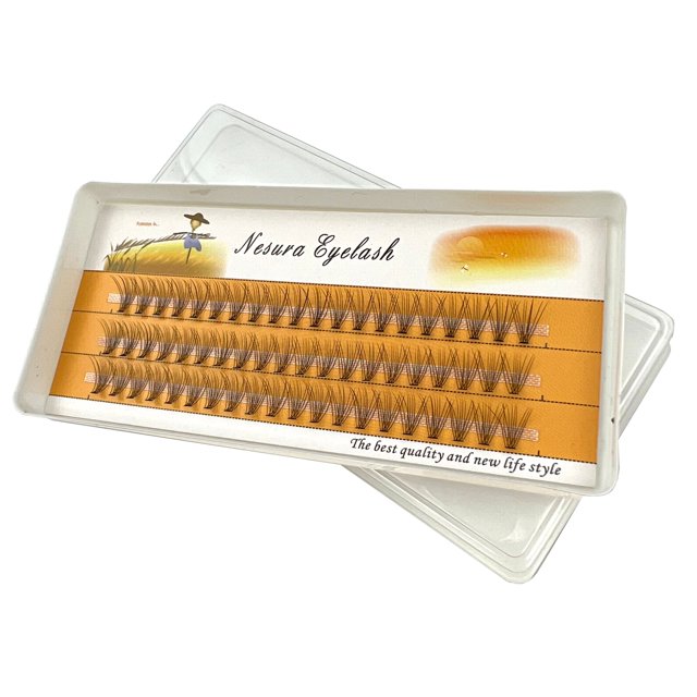 Extensiones de pestañas individuales 10D, extensiones de pestañas individuales de estilo Natural, hechas a mano, 0,1/0,07mm, 60 mechones por caja