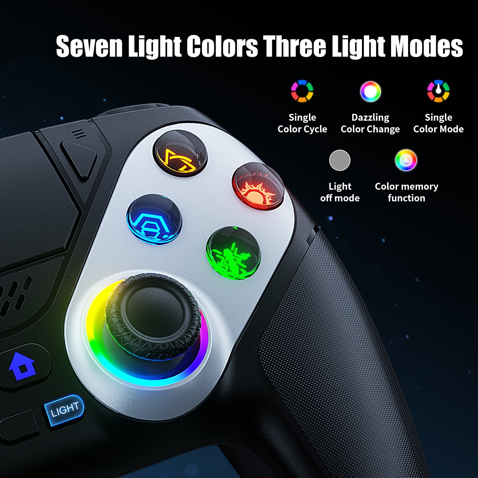 LED Wireless Controller for PS5, Compatible with PS5 Pro/Slim/PC, Dual Vibration, Macro/Turbo Function, 3.5mm Audio Jack, 6-Axis Motion Controller Gamepad with Speaker LED Wireless Controller for PS5, Compatible with PS5 Pro/Slim/PC, Dual Vibration, Macro/Turbo Function, 3.5mm Audio Jack, 6-Axis Motion Controller Gamepad with Speaker - Image 4