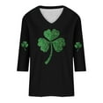 thumbnail image 4 of Odbmxy V-Neck Womens T Shirts 3/4 Sleeve St. Patty's Day Ladies Tops Black Shamrock Tunic Holiday Loose Casual Shirts, 4 of 4