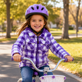 thumbnail image 3 of TrailCrest by Treel Kids Hooded Fleece Jacket – Warm Zip Up Plaid Coat with Pockets, Checkered Winter Outerwear, Purple & White Plaid, 5/6, 3 of 8