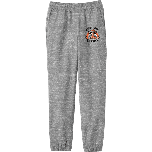 Cutest Turkey In Town Youth Heather Gray Jogger Pants-Medium