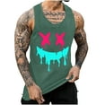 thumbnail image 3 of UVEASISHA Mens Sleeveless Muscle Shirts Funny Smiley Face Graphic Gym Tank Tops Summer Casual Athletic Running Shirt Cool Streetwear Workout Tanks Army Green S, 3 of 6