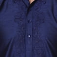 thumbnail image 4 of Maple Clothing Men's Art Silk Kurta Pajama Set Indian Wedding Clothes (Blue, L), 4 of 5