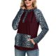 thumbnail image 2 of Sudadera con capucha de manga larga con estampado de leopardo, diseño de costura, sudadera con capucha para mujer con bolsillo para el hogar, viajes, oficina, 2 of 6