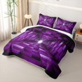 thumbnail image 3 of Castle Fairy Geometric Cube Tunnel Bed Spread Queen 3pcs,Minimalist Block Queen Coverlet Set,Violet Black,1 Quilt and 2 Pillowcases, 3 of 7