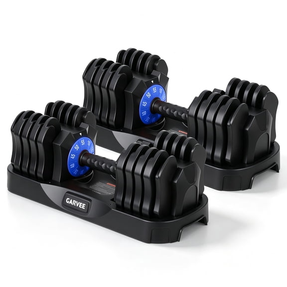 Quick Rotary Adjustable Dumbbell Set, 10-55 lb Single Hand Weight for Home Gym Strength Training - Compact Free Weights - Fast Weight Change - Color B, 55 lb