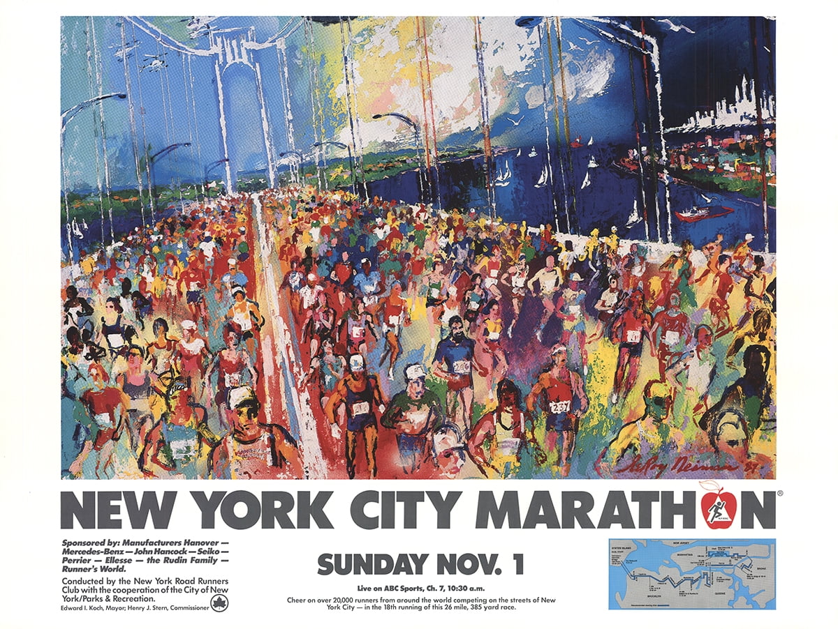 LEROY NEIMAN New York City Marathon 18" x 24" Poster 1987 Expressionism