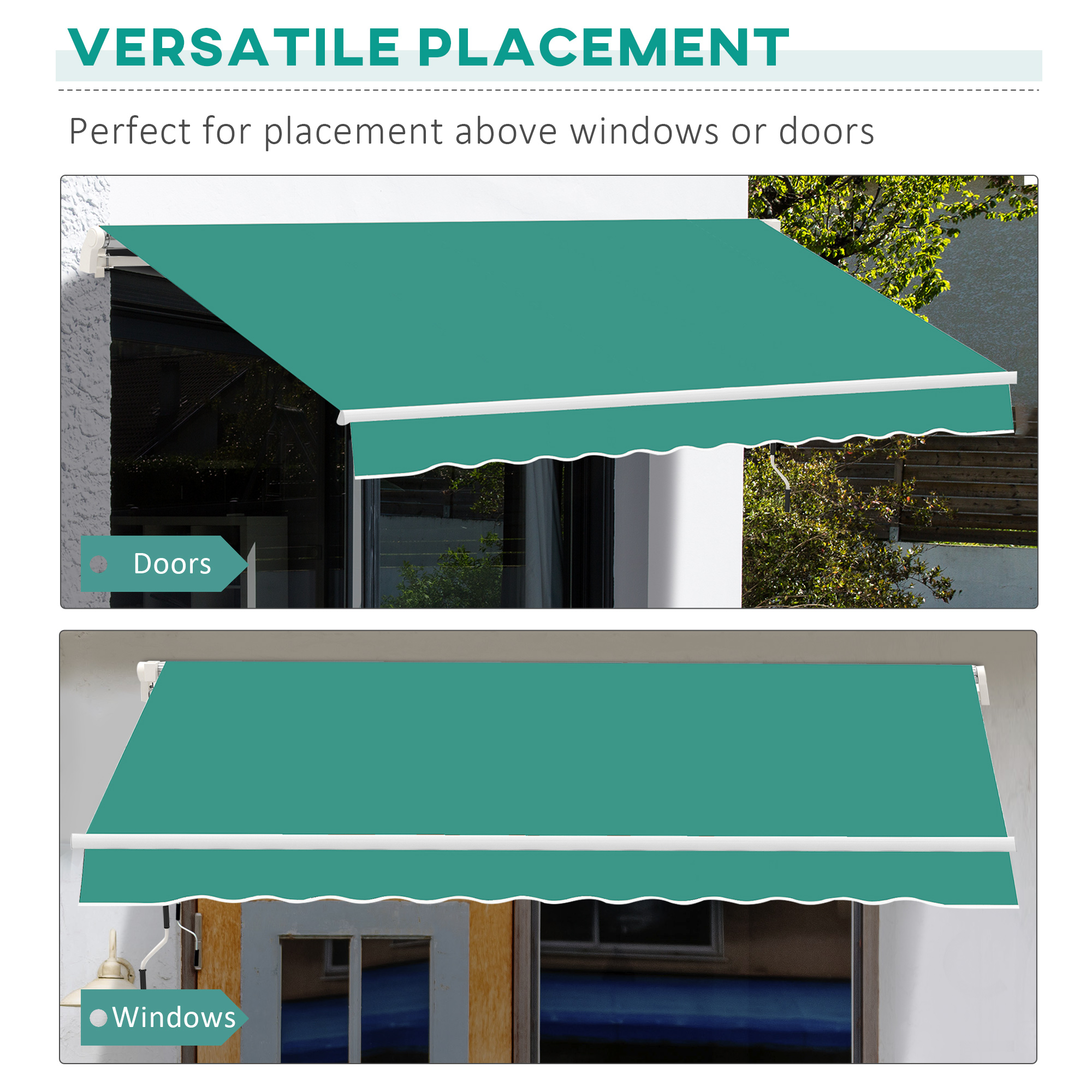 Outsunny 13' x 8' Green Manually Retractable Patio Awning - image 4 of 9