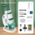 thumbnail image 2 of Kids Science Microscope Kit 60-180X Educational Mini Pocket Handheld Smart Phone Microscope with LED Light White+Green, 2 of 7