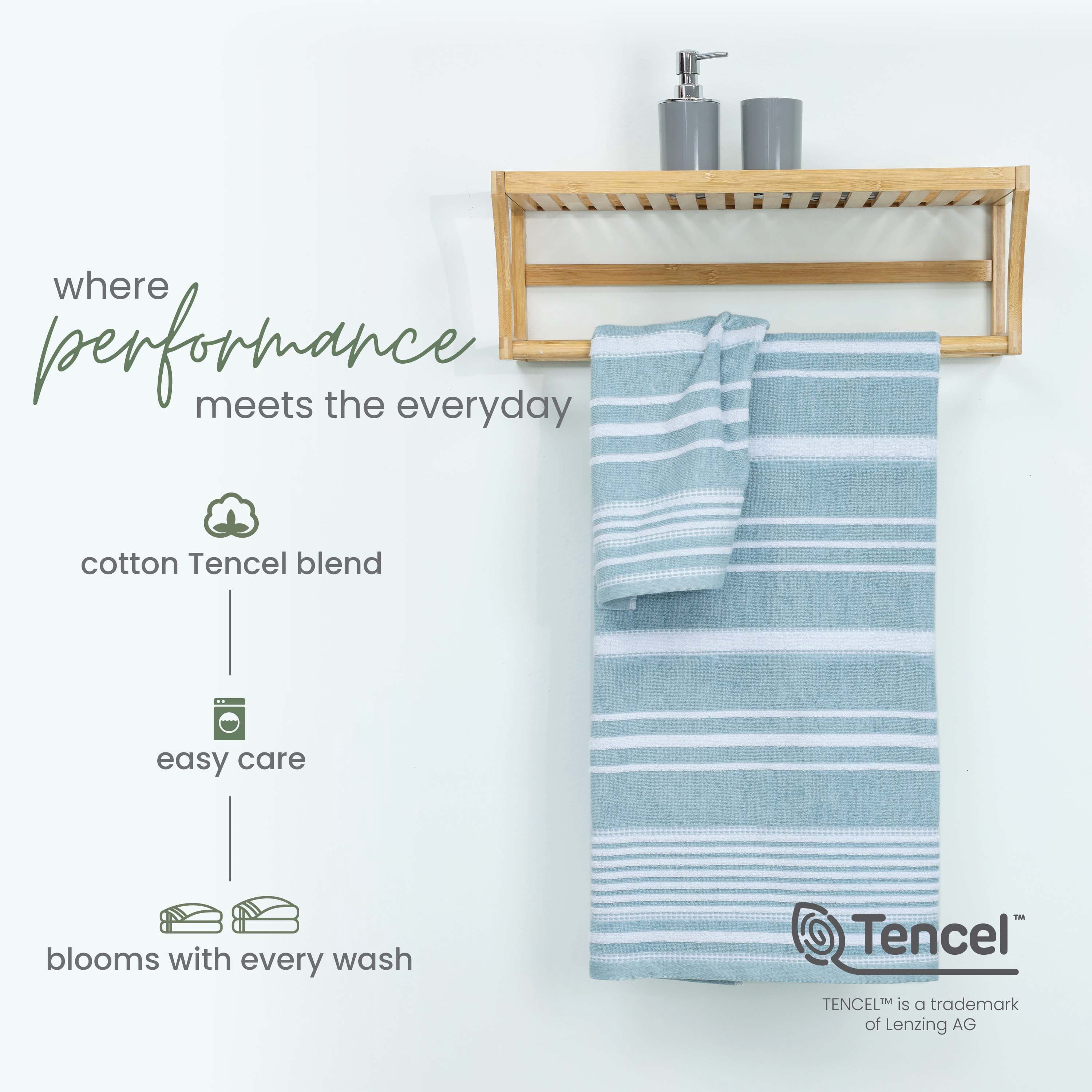 Martex Restore Batten Stripe Bath Towel, 30" x 56", Mineral