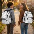 thumbnail image 3 of Chririnla Multi-Pocket Girls Backpacks for Hiking Travel, Polyester Lightweight Bookbag, Bear With Flowers Line Art, 3 of 10