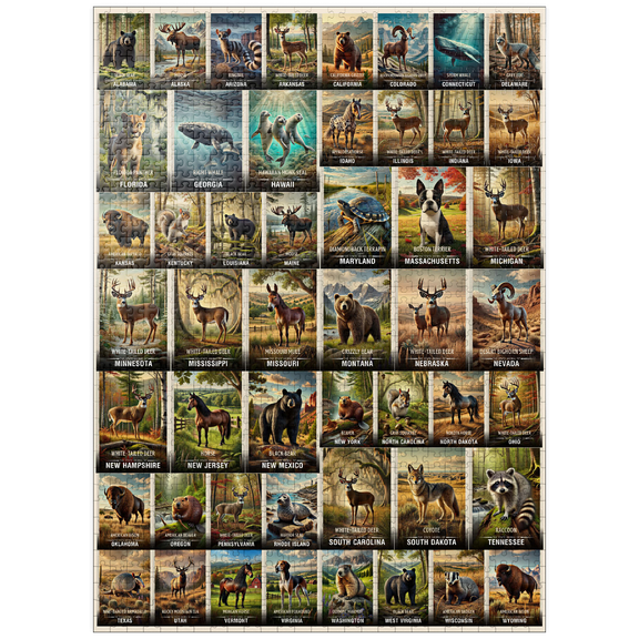 MyPuzzle - Collage: State Animals Poster, Vol.1 - Premium 1000 Piece Jigsaw Puzzle for Adults