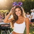 thumbnail image 5 of Patriotic Red White Blue Headband, Sparkly Tinsel & Star Hair Hoop for 4th of July Parties, 5 of 7